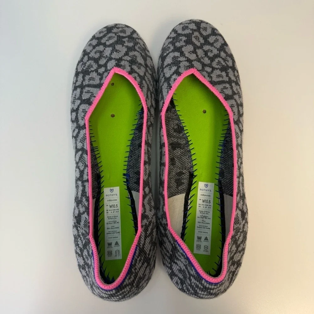 Rothy’s The Merino Wool Haze Spot Pink & Gray Slip On Flats Women’s Size 10.5